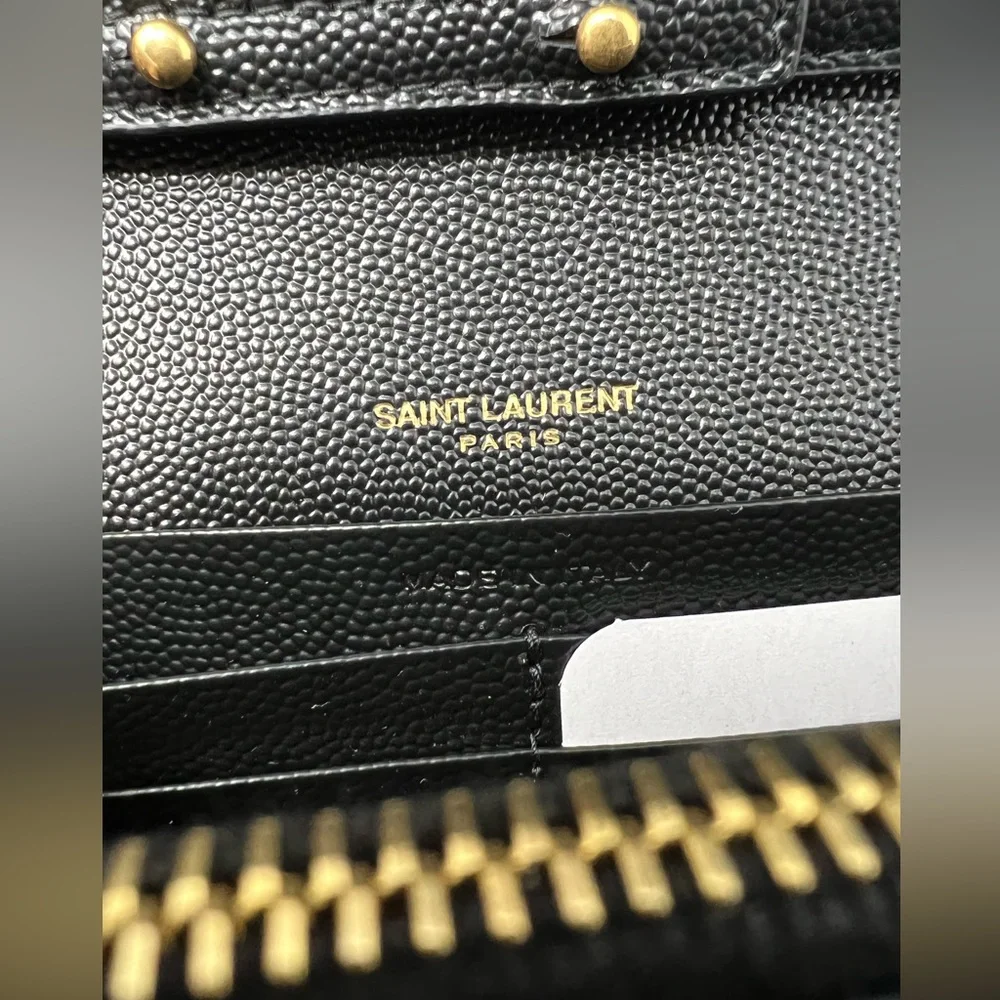 Saint Laurent Monogram Envelope Chain Matelasse Black Leather Cross Body Bag - Picture 11 of 11